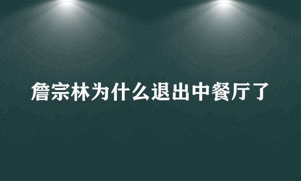 詹宗林为什么退出中餐厅了