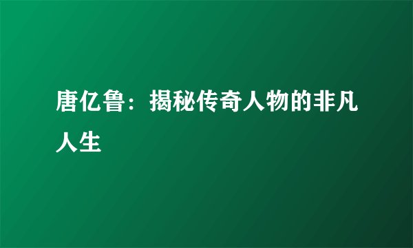 唐亿鲁：揭秘传奇人物的非凡人生