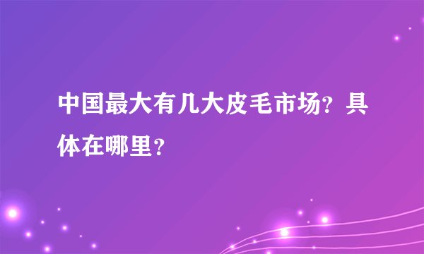 中国最大有几大皮毛市场？具体在哪里？