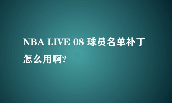 NBA LIVE 08 球员名单补丁 怎么用啊?