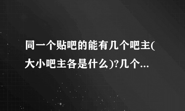 同一个贴吧的能有几个吧主(大小吧主各是什么)?几个吧主之间权利有什么区别?