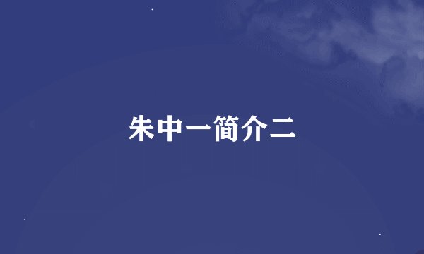朱中一简介二