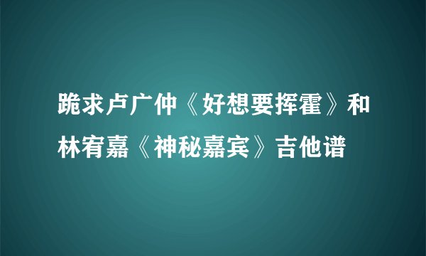 跪求卢广仲《好想要挥霍》和林宥嘉《神秘嘉宾》吉他谱