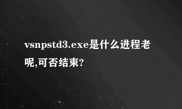 vsnpstd3.exe是什么进程老呢,可否结束?