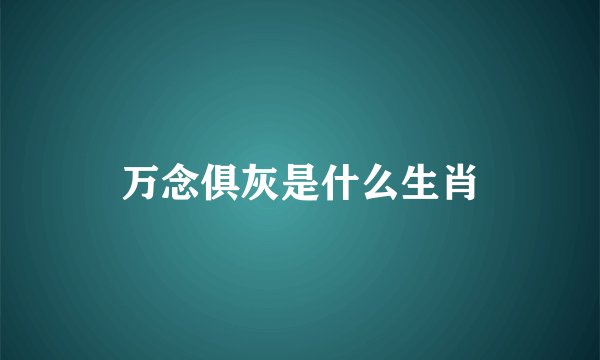 万念俱灰是什么生肖