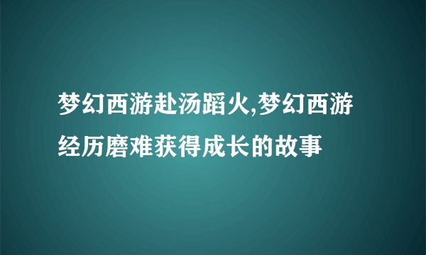 梦幻西游赴汤蹈火,梦幻西游经历磨难获得成长的故事
