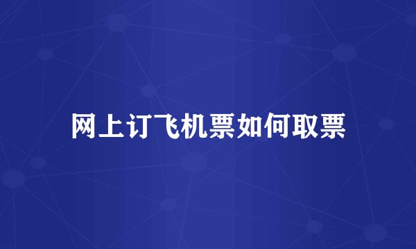 网上订飞机票如何取票