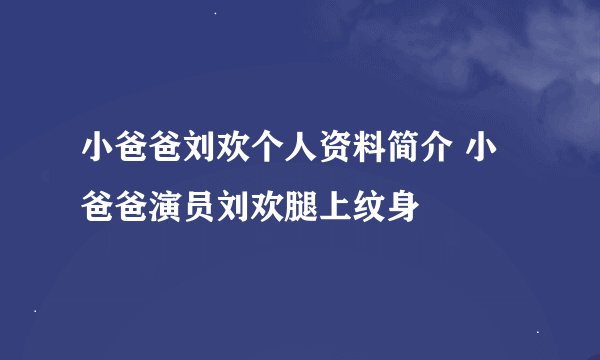 小爸爸刘欢个人资料简介 小爸爸演员刘欢腿上纹身