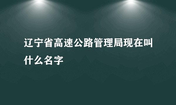辽宁省高速公路管理局现在叫什么名字