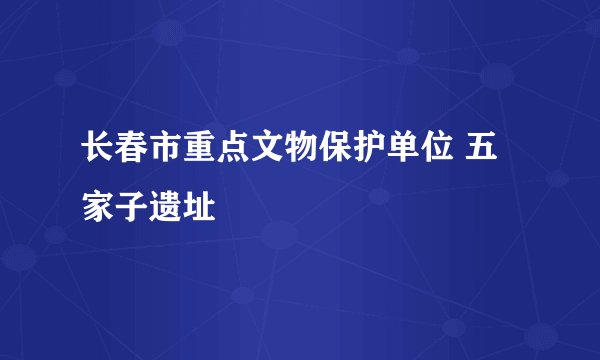 长春市重点文物保护单位 五家子遗址