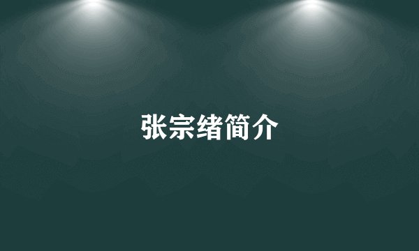 张宗绪简介