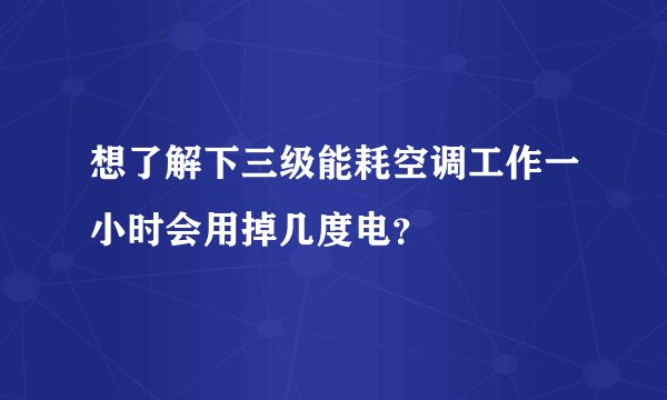 想了解下三级能耗空调工作一小时会用掉几度电？