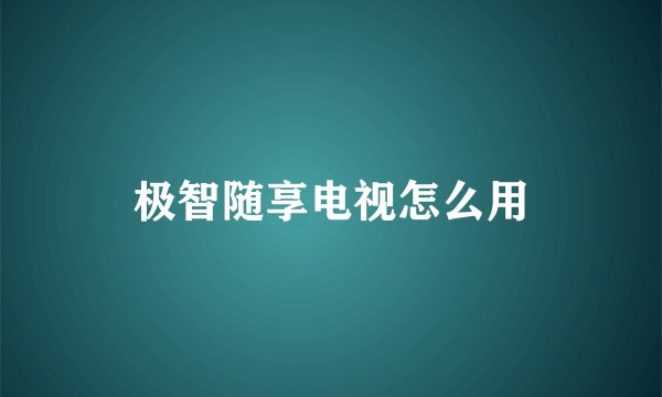 极智随享电视怎么用
