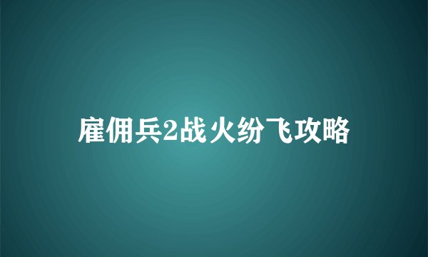 雇佣兵2战火纷飞攻略
