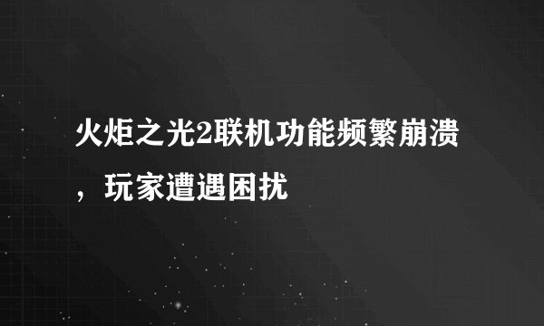 火炬之光2联机功能频繁崩溃，玩家遭遇困扰