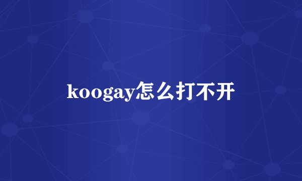 koogay怎么打不开