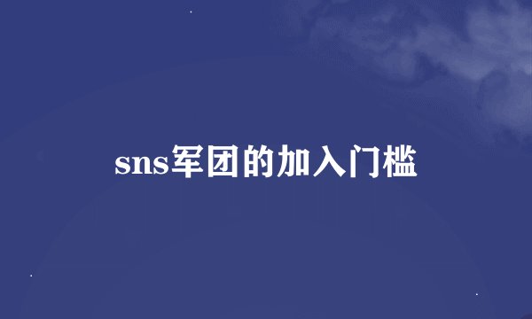 sns军团的加入门槛
