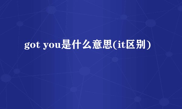 got you是什么意思(it区别)