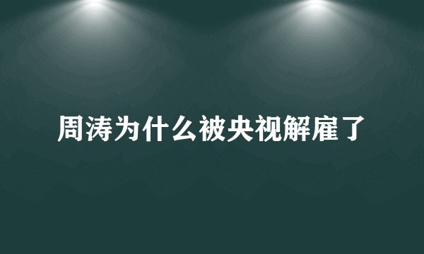 周涛为什么被央视解雇了