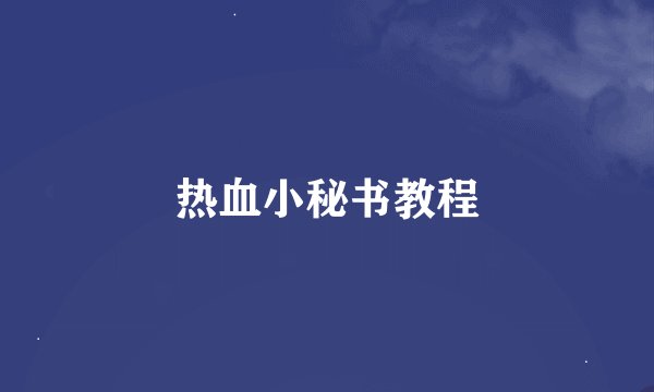 热血小秘书教程