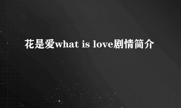 花是爱what is love剧情简介