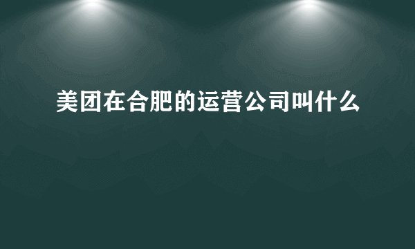 美团在合肥的运营公司叫什么