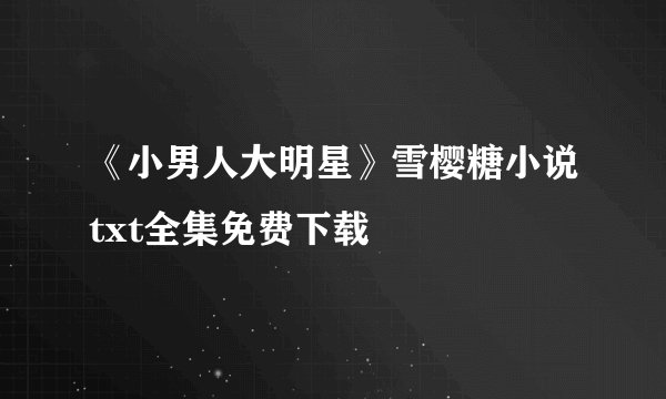 《小男人大明星》雪樱糖小说txt全集免费下载