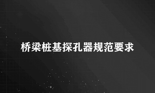 桥梁桩基探孔器规范要求