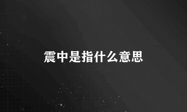 震中是指什么意思
