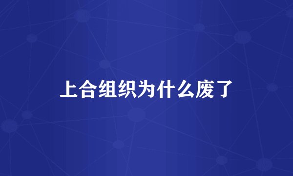 上合组织为什么废了