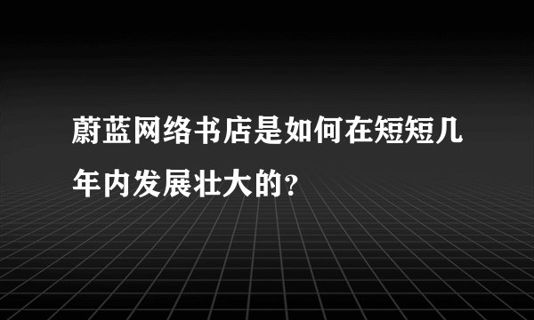 蔚蓝网络书店是如何在短短几年内发展壮大的？