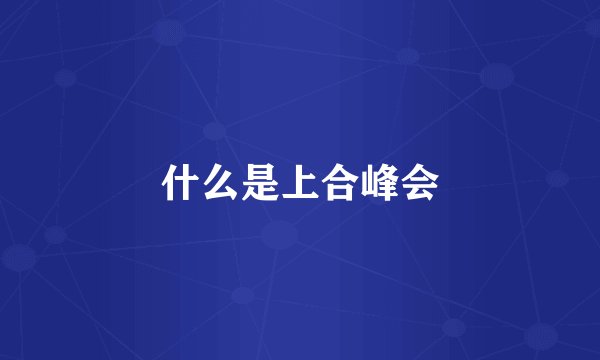 什么是上合峰会