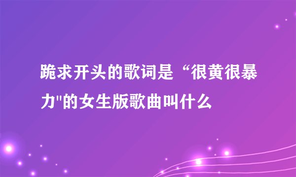 跪求开头的歌词是“很黄很暴力