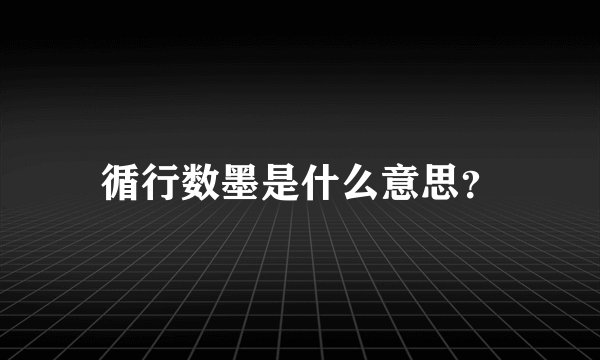 循行数墨是什么意思？