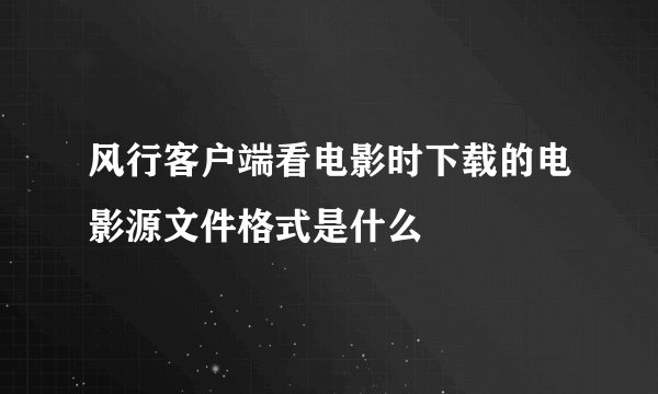 风行客户端看电影时下载的电影源文件格式是什么