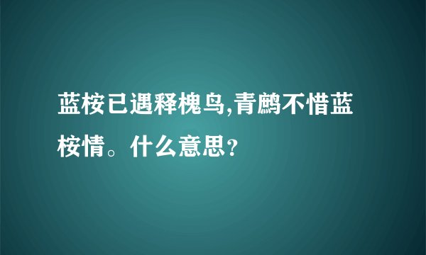 蓝桉已遇释槐鸟,青鹧不惜蓝桉情。什么意思？