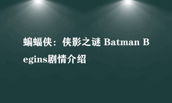 蝙蝠侠：侠影之谜 Batman Begins剧情介绍