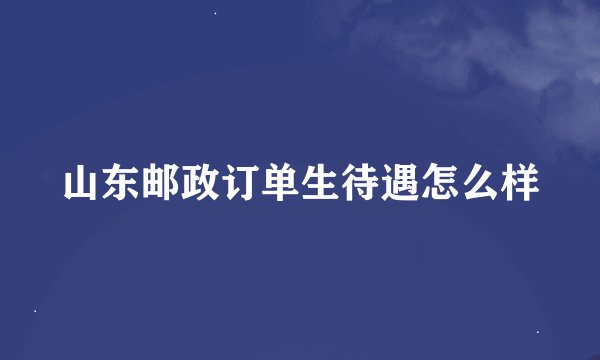 山东邮政订单生待遇怎么样