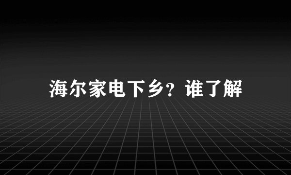 海尔家电下乡？谁了解