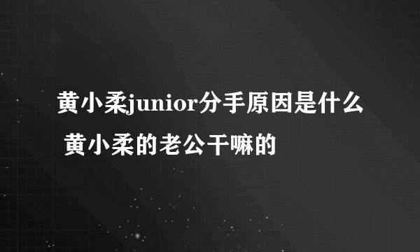 黄小柔junior分手原因是什么 黄小柔的老公干嘛的