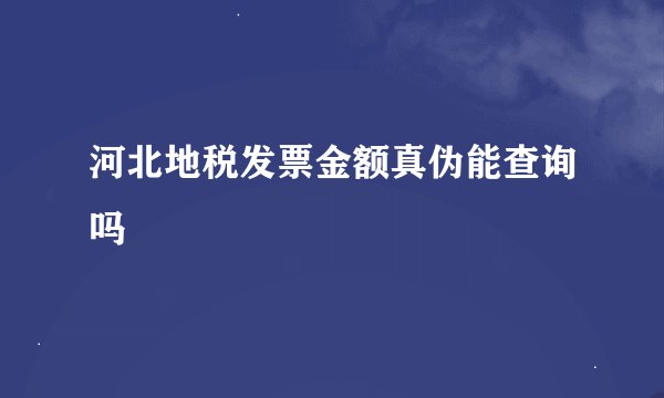 河北地税发票金额真伪能查询吗