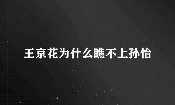 王京花为什么瞧不上孙怡