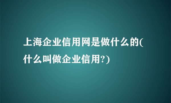 上海企业信用网是做什么的(什么叫做企业信用?)