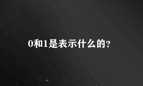0和1是表示什么的？