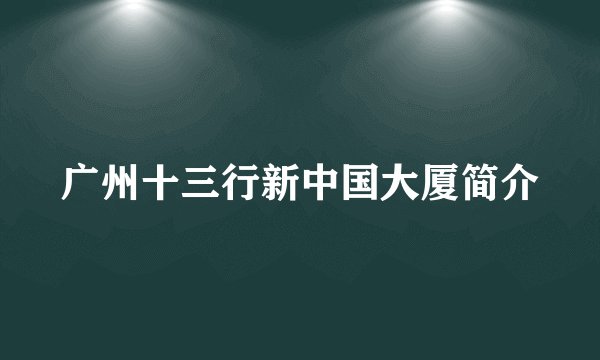广州十三行新中国大厦简介