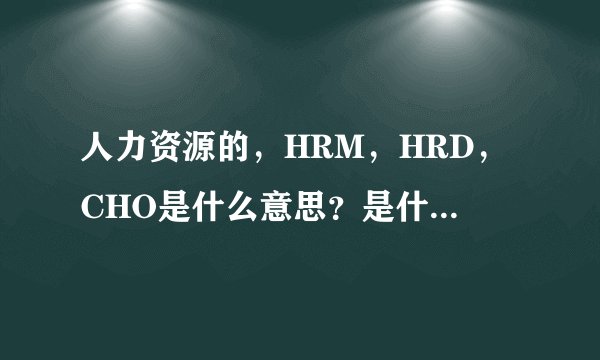 人力资源的，HRM，HRD，CHO是什么意思？是什么级别的？