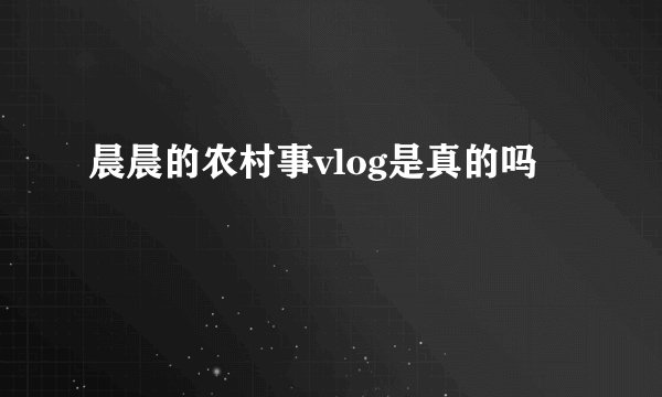 晨晨的农村事vlog是真的吗