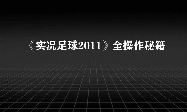 《实况足球2011》全操作秘籍