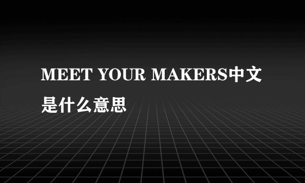 MEET YOUR MAKERS中文是什么意思