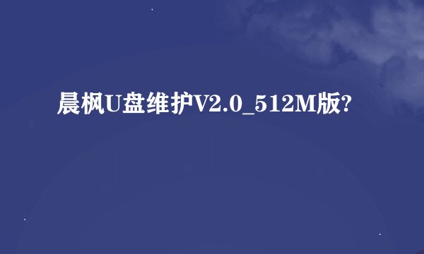晨枫U盘维护V2.0_512M版?